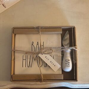 Rae Dunn Bah Humbug White Cheese Board Set